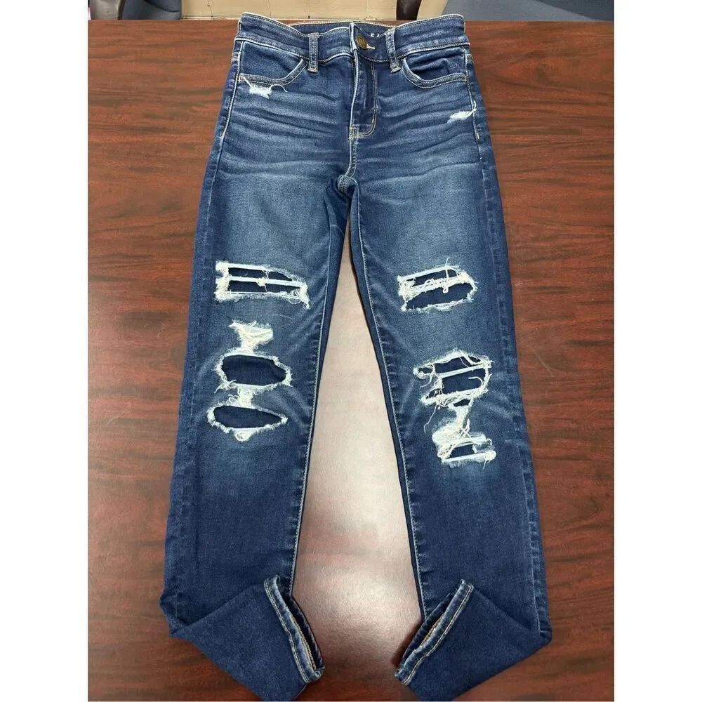 American Eagle Next Level Stretch Hi-Rise Jegging Distressed Jeans Size 0 Short